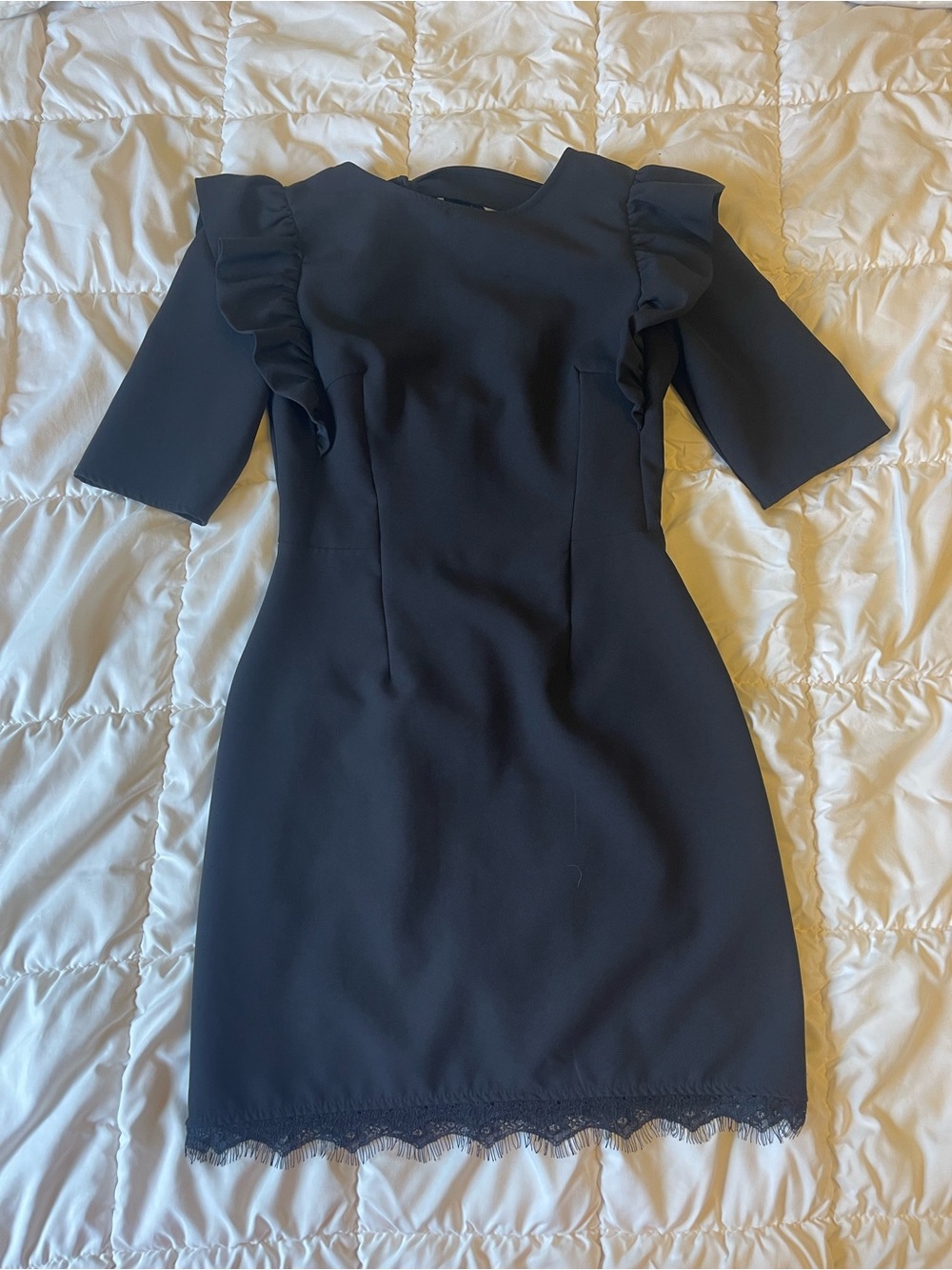 Zara Black Mini Dress with Ruffle Shoulders